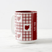 Ohio Rot Gingham Zweifarbige Tasse (Vorderseite Links)