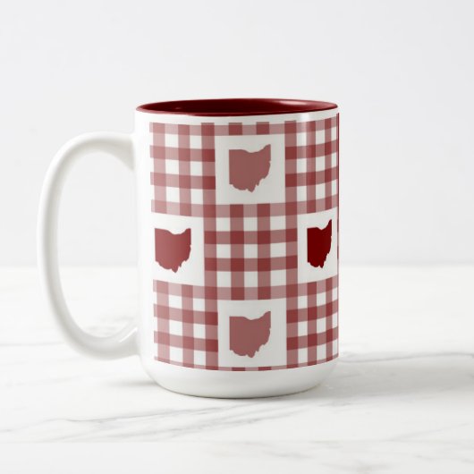 Ohio Rot Gingham Zweifarbige Tasse (Links)