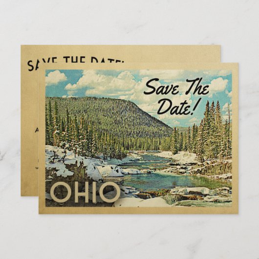 Ohio Save the Date Mountains River Snow Ankündigungspostkarte (Vorne/Hinten)