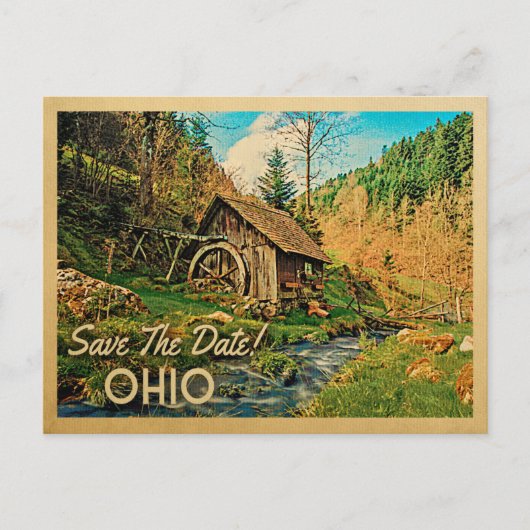 Ohio Save the Date Rustikale Hüttenmeilenholz Ankündigungspostkarte (Vorderseite)