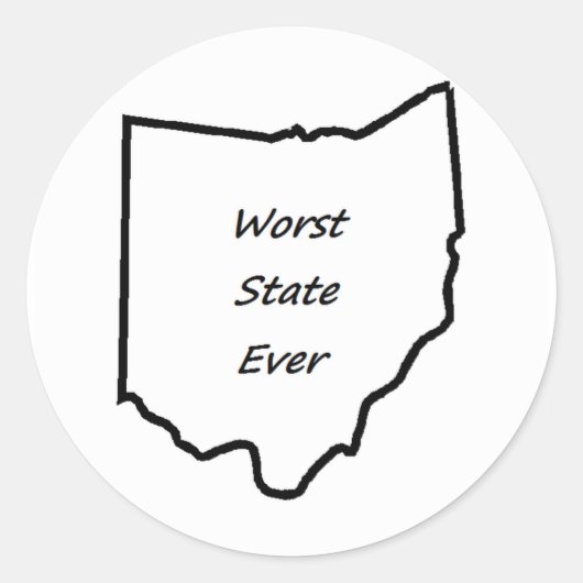 Ohio Schlimmster Staat je Runder Aufkleber (Vorderseite)