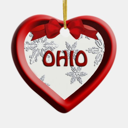 Ohio Schneeflocken Herzlich Willkommen in der Weih Keramik Ornament (Vorne)