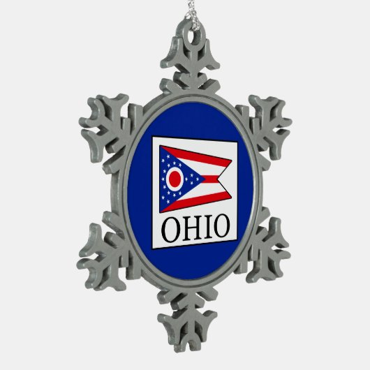 Ohio Schneeflocken Zinn-Ornament (Links)