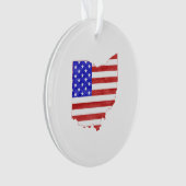 Ohio Shaped American Flag Buckeye Patriotic Ohioan Ornament (Vorderseite)