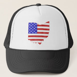 Ohio Shaped American Flag Patriotic Ohioan Buckeye Truckerkappe