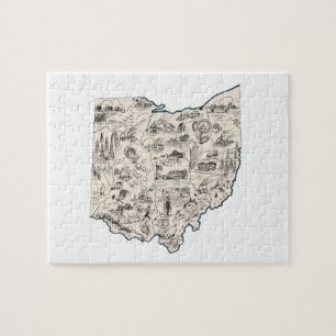 Ohio Shaped Buckeye Vintage Ohioan Picture Map Puzzle