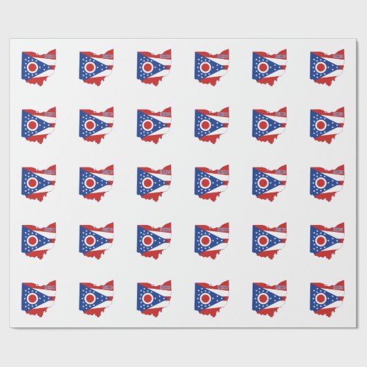 Ohio Shaped Flag Buckeye Red White Blue Ohioan Geschenkpapier (Flach)