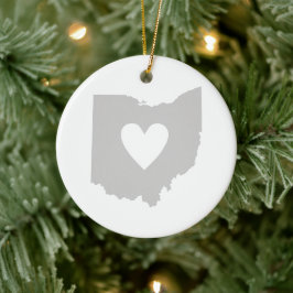 Ohio Shaped Gray Heart Buckeye Liebe Gray Ohioan Keramikornament