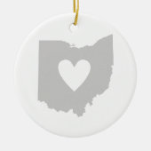 Ohio Shaped Gray Heart Buckeye Liebe Gray Ohioan Keramikornament (Vorne)