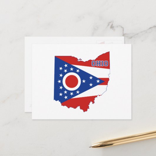 Ohio Shaped Ohioan State Flag mit Buckeye Name Postkarte (Vorderseite/Rückseite Beispiel)