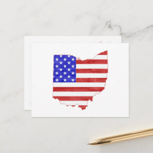 Ohio Shaped Patriotic Ohioan American Flag Buckeye Postkarte