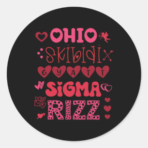 Ohio Skibidi Gyatt Sigma Rizz Valentinstag Meme Runder Aufkleber