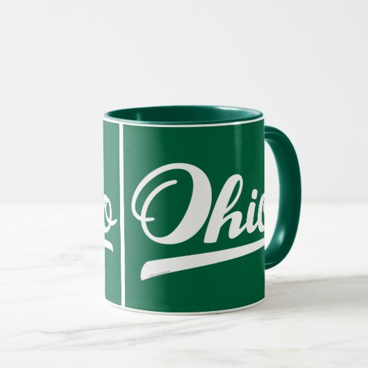 Ohio-Skript-Grün-Andenken Tasse (VorderseiteRechts)