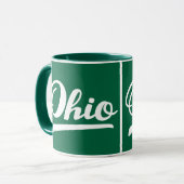 Ohio-Skript-Grün-Andenken Tasse (Vorderseite Links)