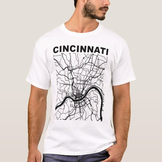 Ohio Souvenir Cincinnati City Street Karte T-Shirt (Vorderseite)
