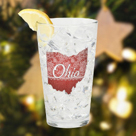 Ohio Souvenir Glass Red Polka Dot Staat Karte Glas