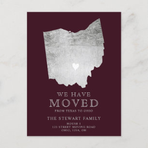 Ohio Staat Karte burgundy silbernen Zuhause bewege