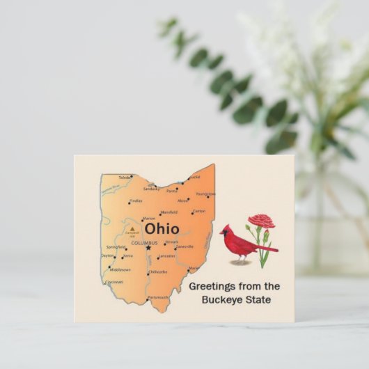 Ohio Staat Karte Postkarte (Stehend Vorderseite)