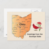 Ohio Staat Karte Postkarte (Vorne/Hinten)