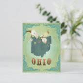 Ohio Staat Map - Green Postkarte (Stehend Vorderseite)