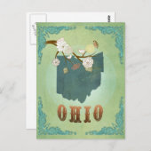 Ohio Staat Map - Green Postkarte (Vorne/Hinten)