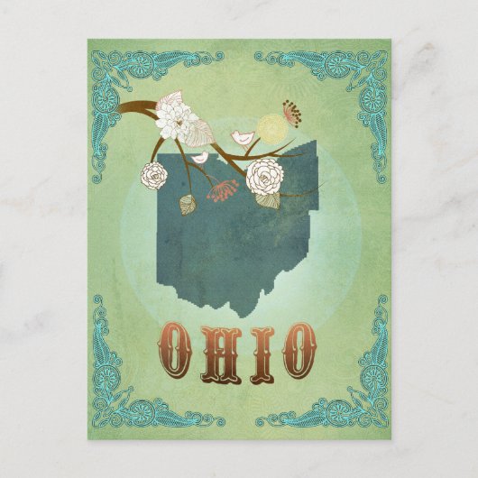 Ohio Staat Map - Green Postkarte (Vorderseite)
