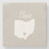 Ohio Staat Map Liebe Zuhause   Steinuntersetzer (Vorderseite)