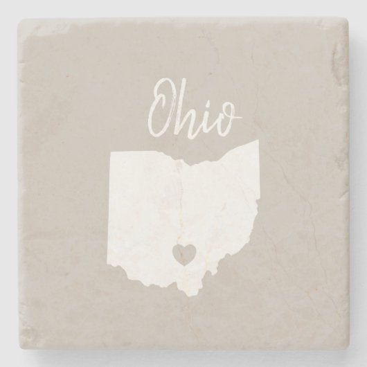 Ohio Staat Map Liebe Zuhause   Steinuntersetzer (Vorderseite)