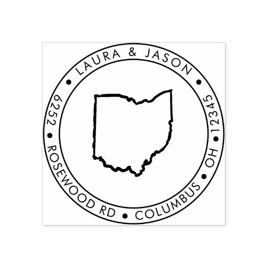 Ohio Staat Map Rücksendeadresse Wood Gummistempel (Prägung)