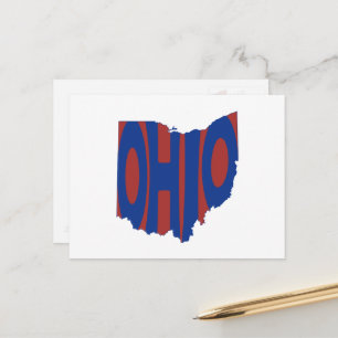 Ohio Staat Name Word Art Blue Postkarte