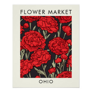 Ohio Staat Scarlet Carnation Blumen Market Poster