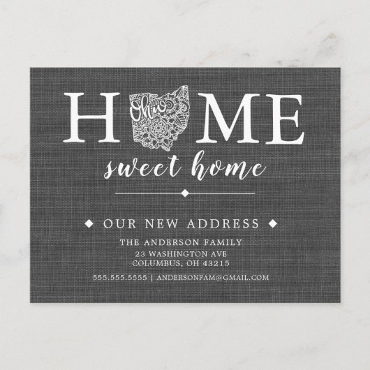 OHIO Staat-Statuskarte Ankündigungspostkarte (Vorderseite)