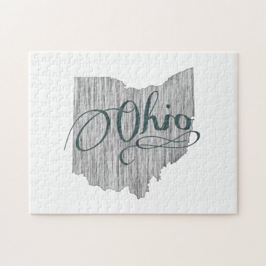 Ohio Staat Typografie Jigsaw Puzzle (Horizontal)