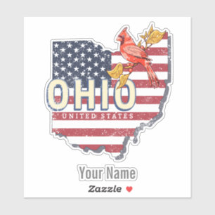 Ohio Staat United Staaten Retro Map Vintag USA Aufkleber