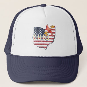 Ohio Staat United Staaten Retro Map Vintag USA Truckerkappe