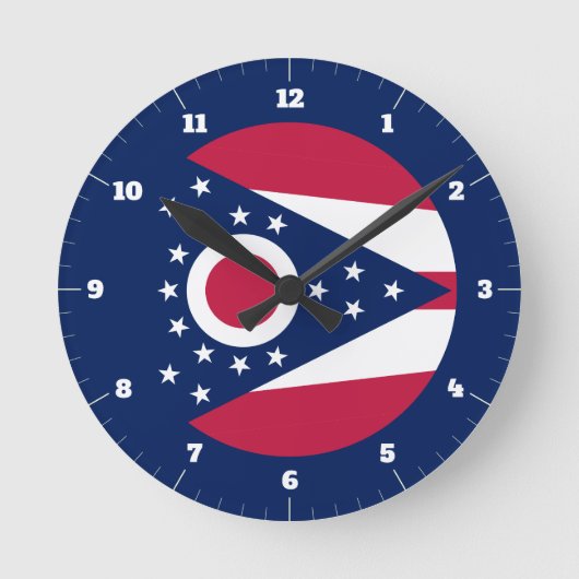 OHIO STAATE FLAG RUNDE WANDUHR (Vorderseite)