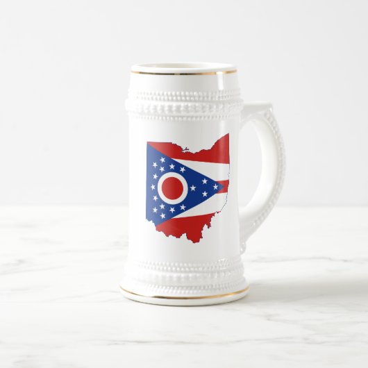 Ohio-Staats-Flagge und Karte Bierglas (VorderseiteRechts)