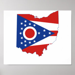 Ohio-Staats-Flagge und Karte Poster
