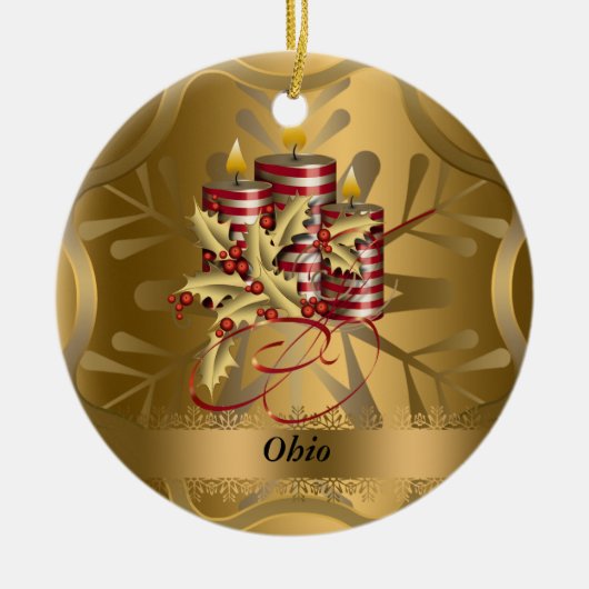 Ohio-Staats-Weihnachtsverzierung Keramikornament (Vorne)