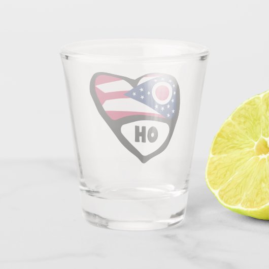 Ohio Staatsflagge im Herzen, OH Shotglas Schnapsglas (Rückseite)