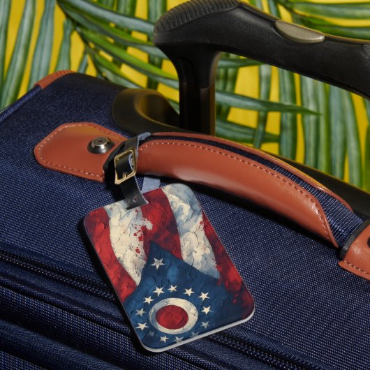 Ohio State Flag Design | Buckeye State Pride Gift Gepäckanhänger (Vorderseite Insitu 1)