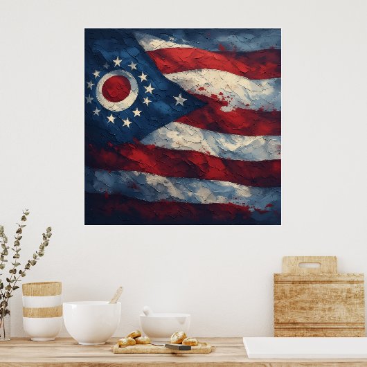 Ohio State Flag Design | Buckeye State Pride Gift Poster (Küche)