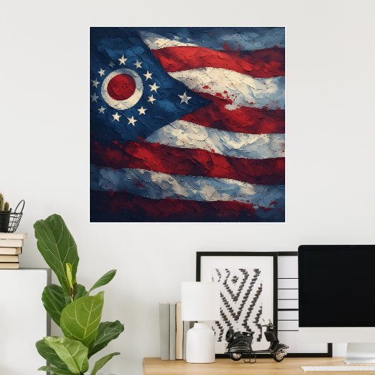Ohio State Flag Design | Buckeye State Pride Gift Poster (Heimbüro)