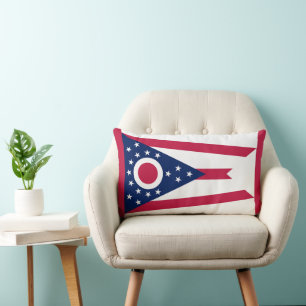 Ohio State Flag Print Patriotic Lendenkissen