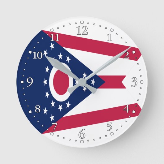 Ohio State Flag Round Clock Runde Wanduhr (Vorderseite)