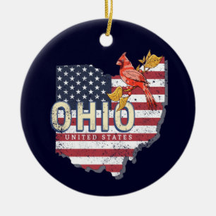 Ohio State Vereinigte Staaten Retro-Karte Vintage Keramik Ornament