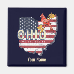 Ohio State Vereinigte Staaten Retro-Karte Vintage Magnet