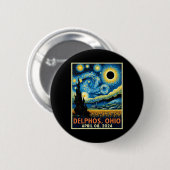 Ohio Total Solar Eclipse 2024 Starry Night Van Gog Button (Vorne & Hinten)