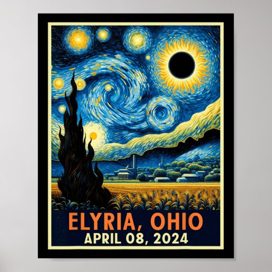Ohio Total Solar Eclipse 2024 Starry Night Van Gog Poster (Vorne)