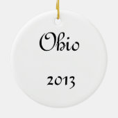 Ohio-überdachte Brücke und -strom Keramik Ornament (Hinten)